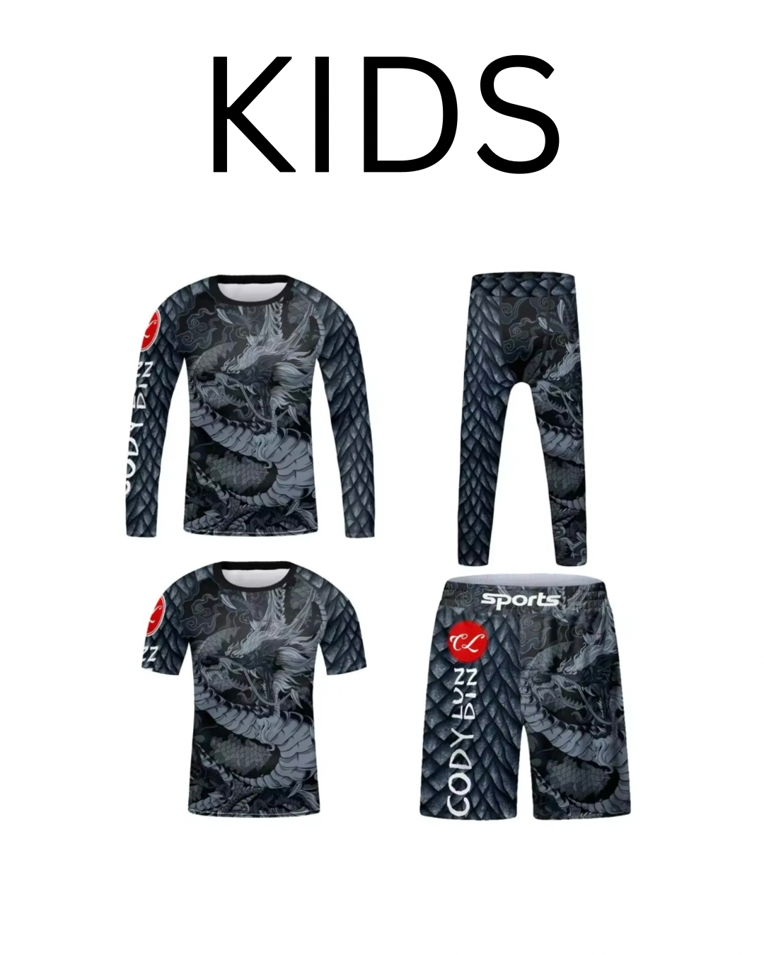 Black Dragon Premium BJJ No Gi / MMA Set. Rash Guard, Shorts & Spats