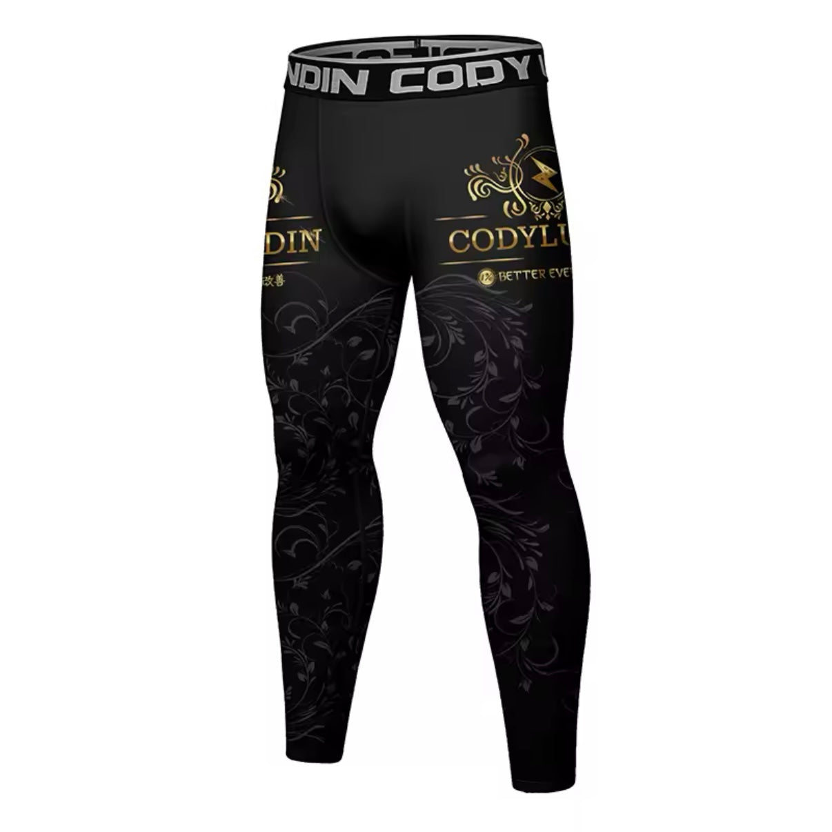 Black & Gold Premium BJJ No Gi / MMA Set. Rash Guard, Shorts & Spats
