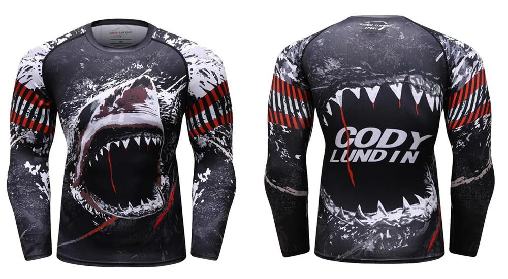 Shark Premium BJJ No Gi / MMA Set. Rash Guard, Shorts & Spats