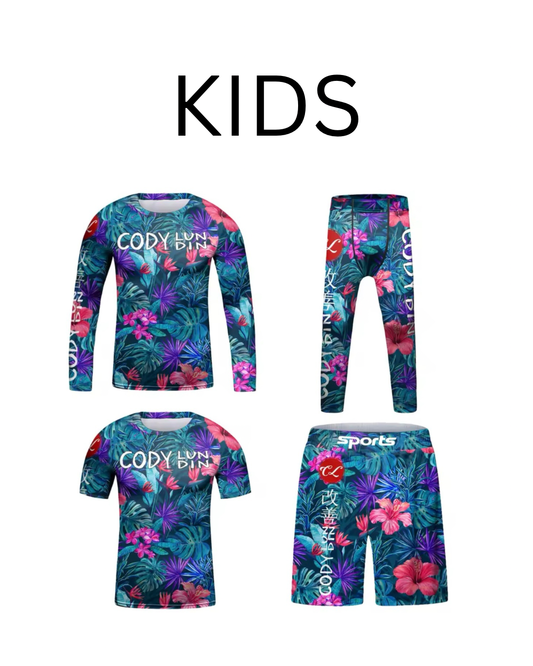 Flower Premium BJJ No Gi / MMA Set. Rash Guard, Shorts & Spats