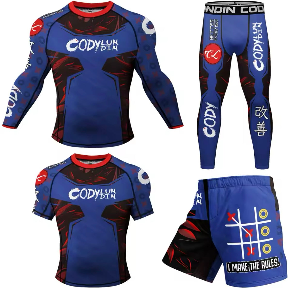 Noughts & Crosses Premium BJJ No Gi / MMA Set. Rash Guard, Shorts & Spats