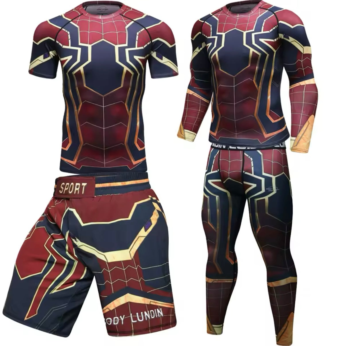 Spider-Man Premium BJJ No Gi / MMA Set. Rash Guard, Shorts & Spats