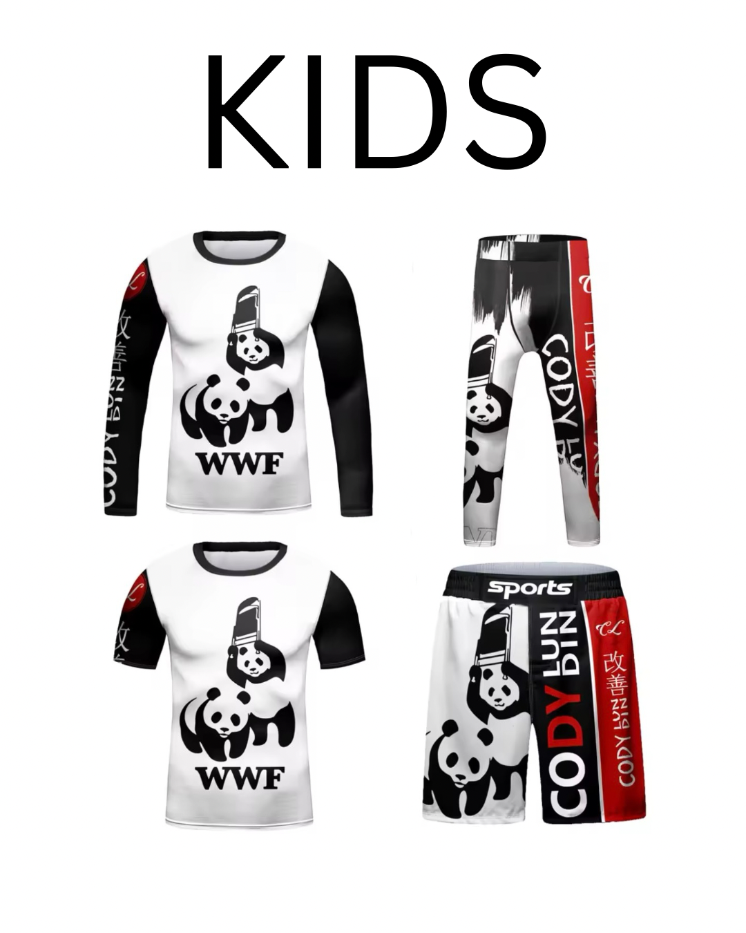WWF Premium BJJ No Gi / MMA Set. Rash Guard, Shorts & Spats