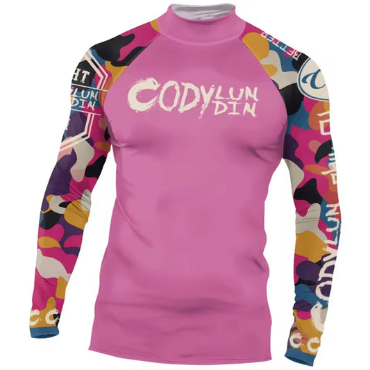 Pink Spash Premium BJJ / MMA High Neck Rash Guard - LONG & SHORT SLEEVE VARIATIONS