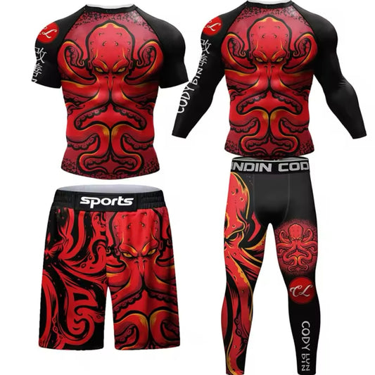 Octopus Premium BJJ No Gi / MMA Set. Rash Guard, Shorts & Spats