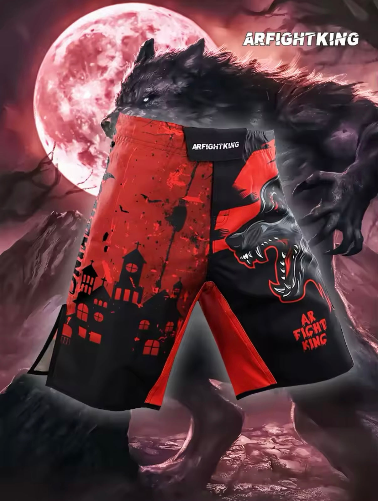 Red Werewolf Premium MMA Grappling Shorts