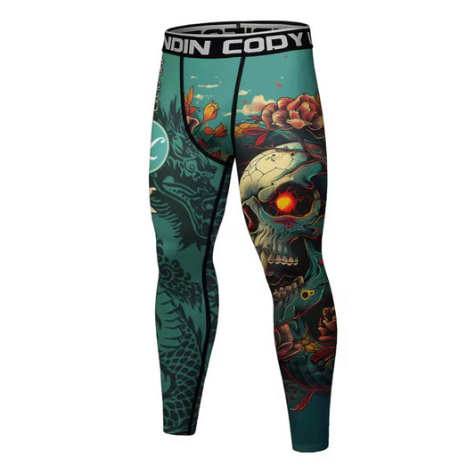 Skull & Dragon Premium Compression Spats For BJJ, MMA, Wrestling, CrossFit, Yoga, Running, Cycling, and More
