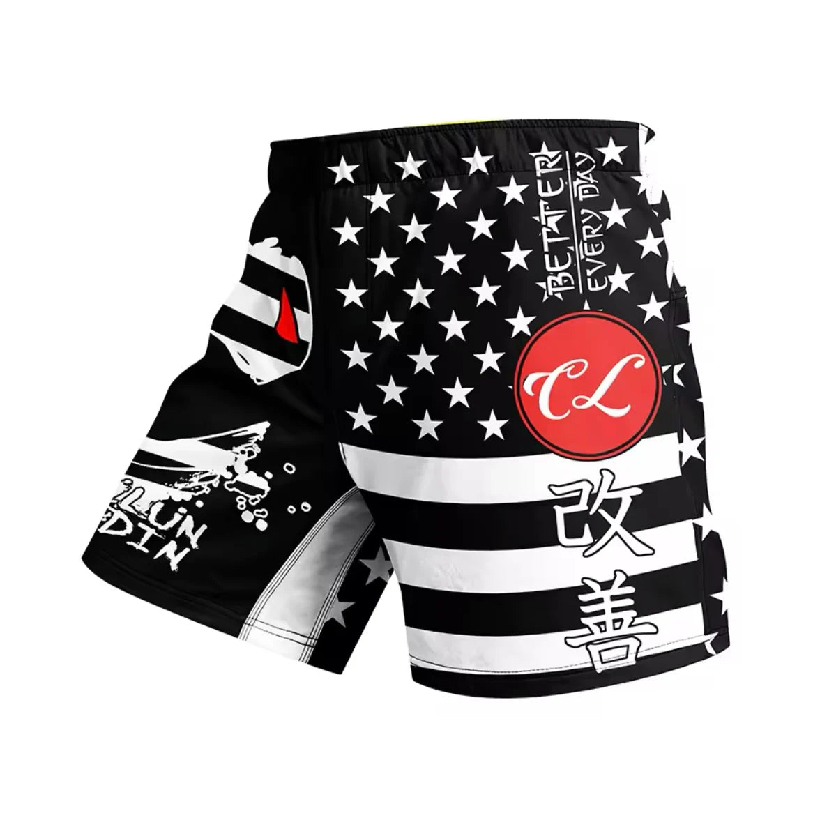 Black USA Premium BJJ No Gi Grappling Shorts