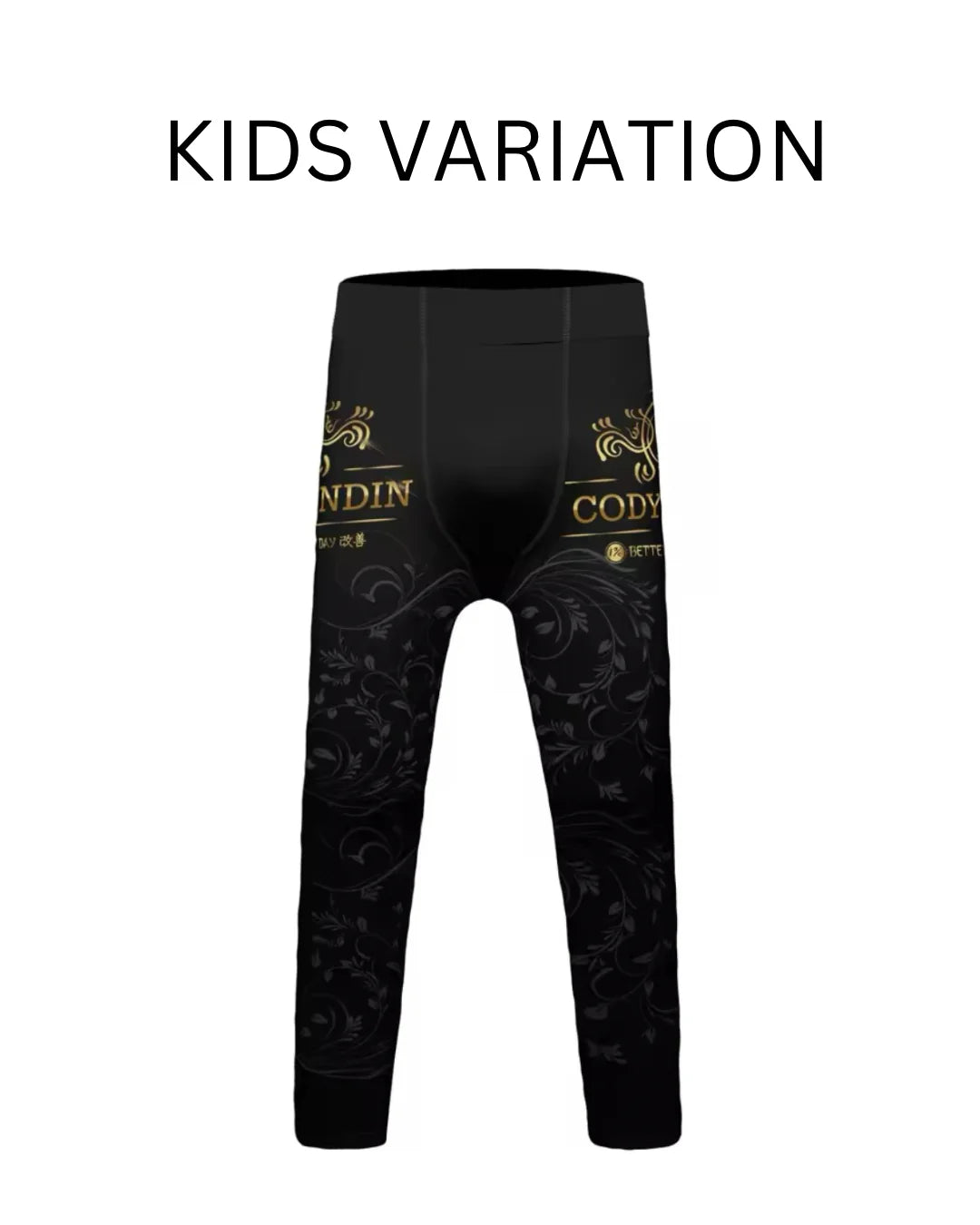 Black & Gold Premium Compression Spats for BJJ, MMA, Wrestling, CrossFit, Yoga, Running, Cycling, and More