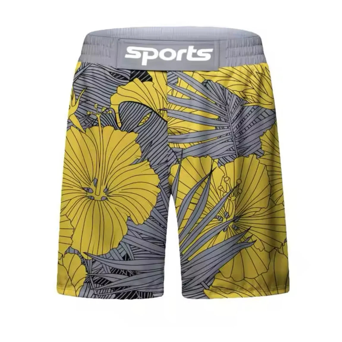 Grey & Yellow Premium BJJ No Gi Grappling Shorts