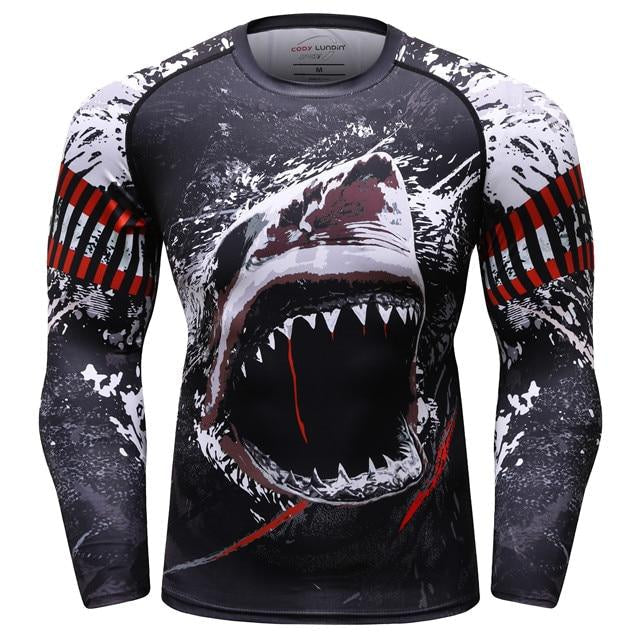 Shark Premium BJJ No Gi / MMA Set. Rash Guard, Shorts & Spats