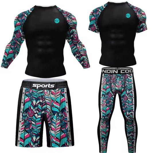 Colourful Roller Premium BJJ No Gi / MMA Set. Rash Guard, Shorts & Spats