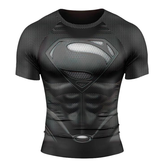 Black Superman Premium Short Sleeve Rash Guard
