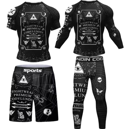 Ouija Premium BJJ No Gi / MMA Set. Rash Guard, Shorts & Spats