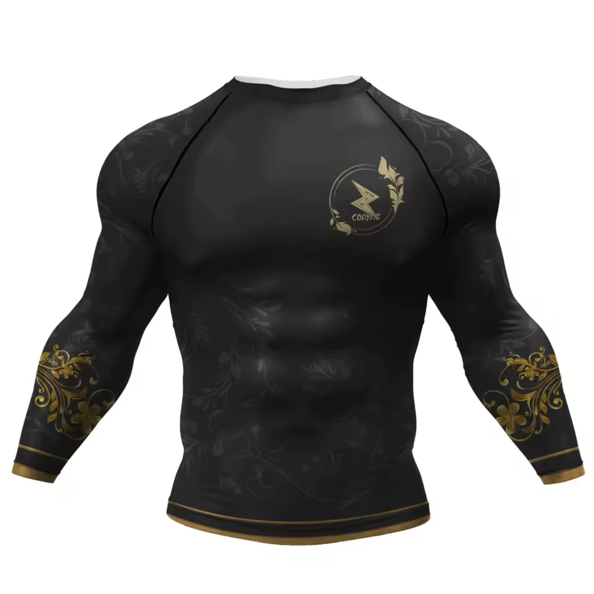 Black & Gold Premium BJJ No Gi / MMA Set. Rash Guard, Shorts & Spats