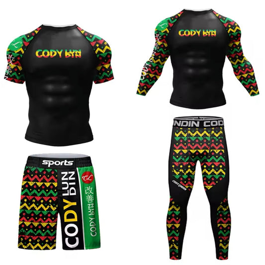 Reggae Premium BJJ No Gi / MMA Set. Rash Guard, Shorts & Spats