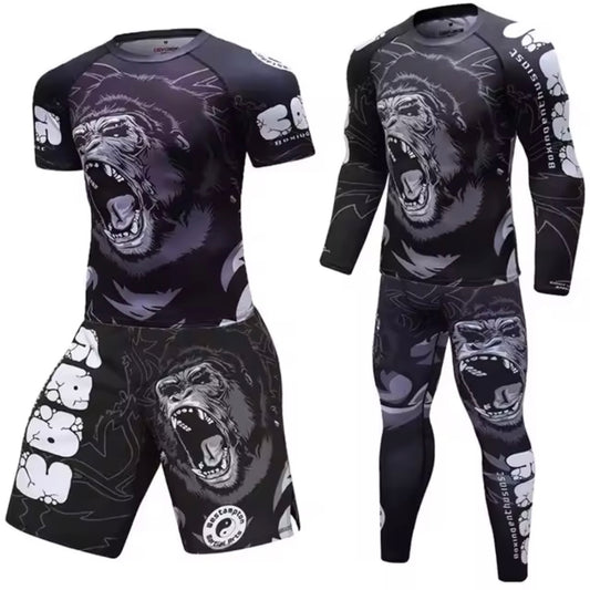 Gorilla Premium BJJ No Gi / MMA Set. Rash Guard, Shorts & Spats
