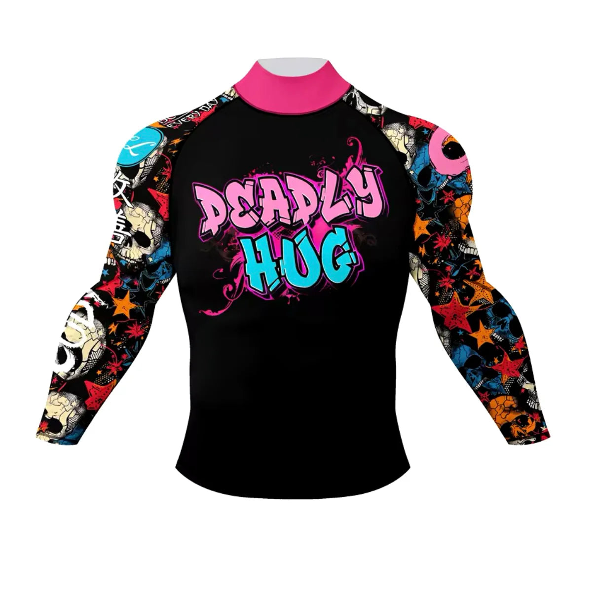 Deadly Hug Premium BJJ / MMA High Neck Rash Guard - LONG & SHORT SLEEVE VARIATIONS