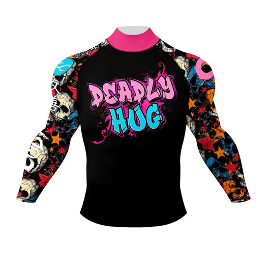 Deadly Hug Premium BJJ / MMA High Neck Rash Guard - LONG & SHORT SLEEVE VARIATIONS