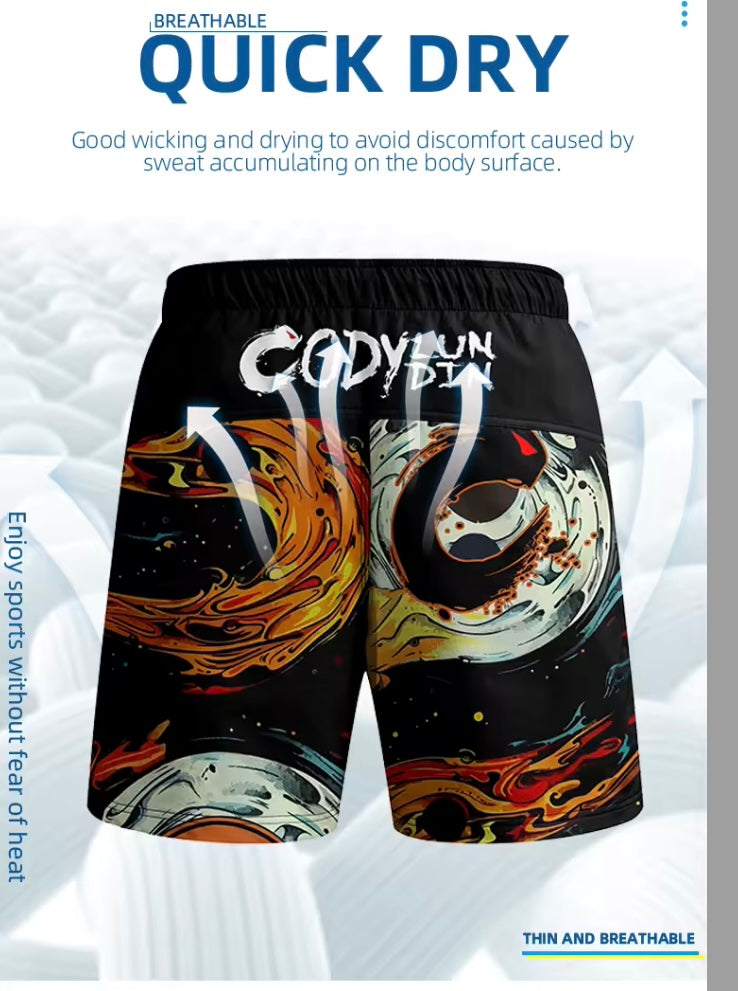 Fire Yin Yang Premium BJJ No Gi Grappling Shorts