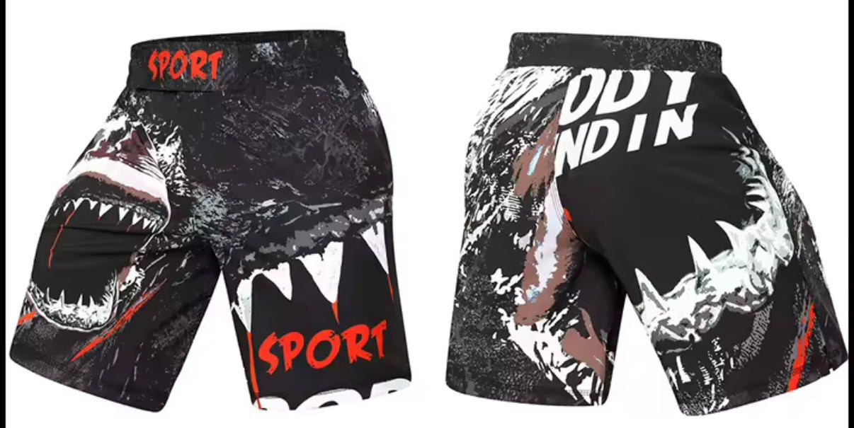 Shark Premium BJJ No Gi / MMA Set. Rash Guard, Shorts & Spats