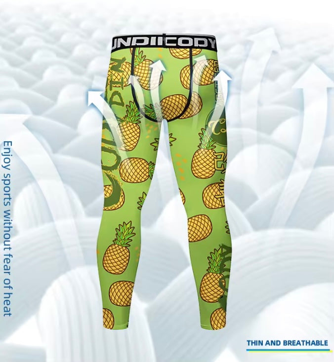 Pineapple Skull Premium Compression Spats For BJJ, MMA, Wrestling, CrossFit, Yoga, Running, Cycling, and More