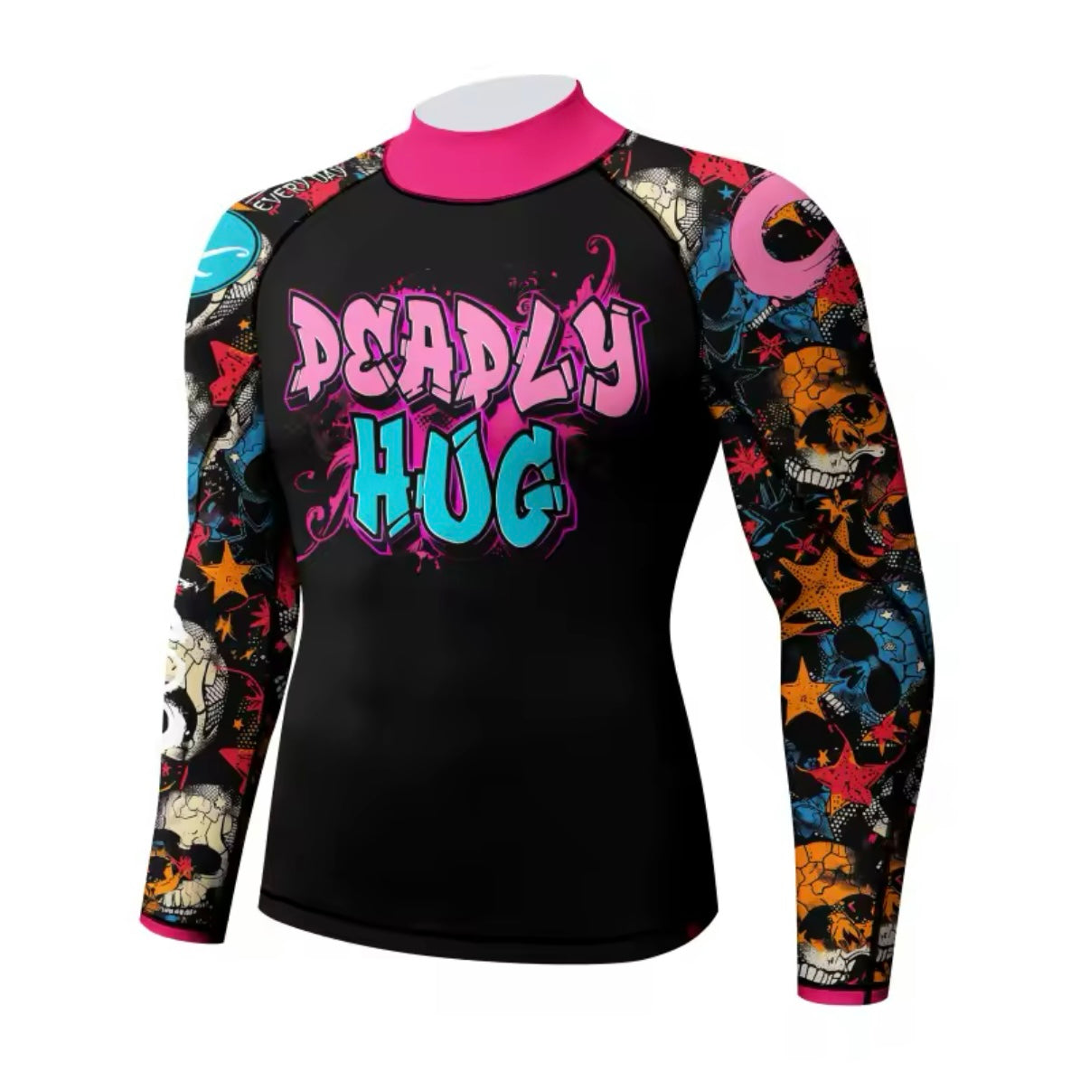Deadly Hug Premium High Neck BJJ No Gi / MMA Set. Rash Guard, Shorts & Spats