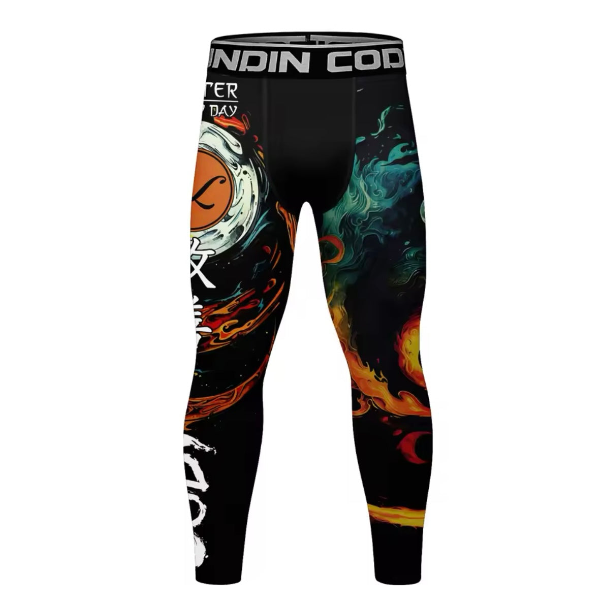 Fire Yin Yang Premium High Neck BJJ No Gi / MMA Set. Rash Guard, Shorts & Spats