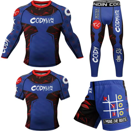 Noughts & Crosses Premium BJJ No Gi / MMA Set. Rash Guard, Shorts & Spats