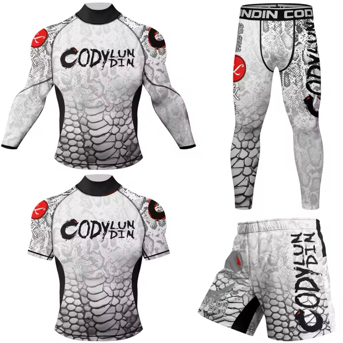 Venomous Premium High Neck BJJ No Gi / MMA Set. Rash Guard, Shorts & Spats