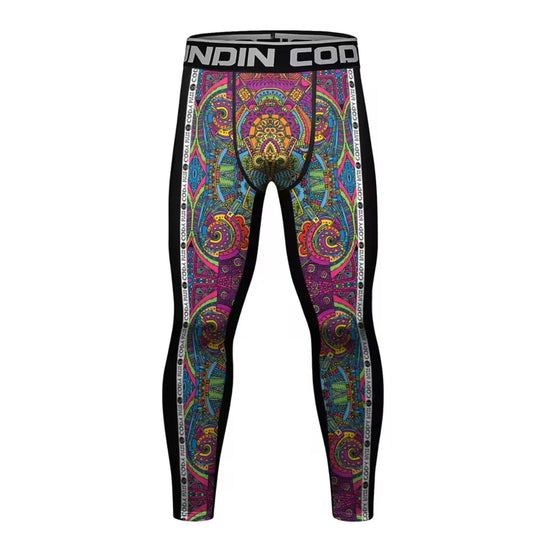 Psychedelic Premium Compression Spats for BJJ, MMA, Wrestling, CrossFit, Yoga, Running, Cycling, and More