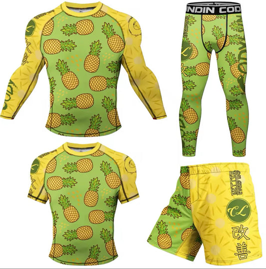 Pineapple Premium BJJ No Gi / MMA Set. Rash Guard, Shorts & Spats