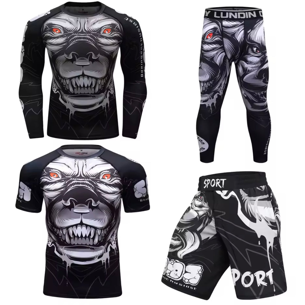 Dog Premium BJJ No Gi / MMA Set. Rash Guard, Shorts & Spats