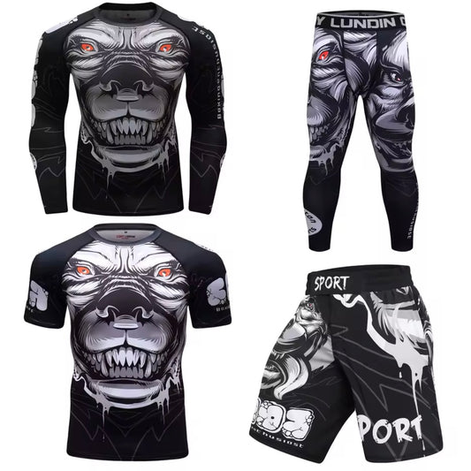 Dog Premium BJJ No Gi / MMA Set. Rash Guard, Shorts & Spats