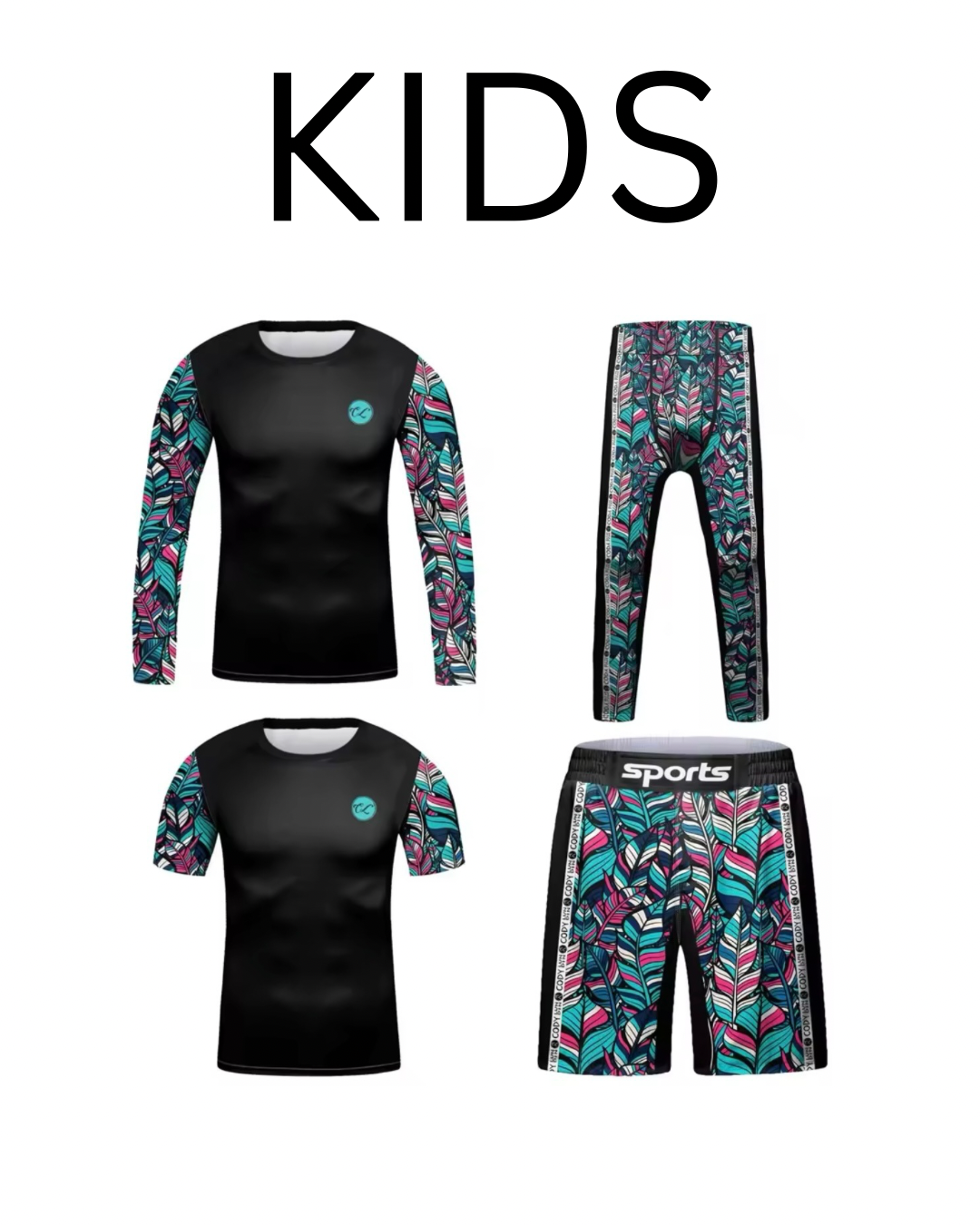 Colourful Roller Premium BJJ No Gi / MMA Set. Rash Guard, Shorts & Spats