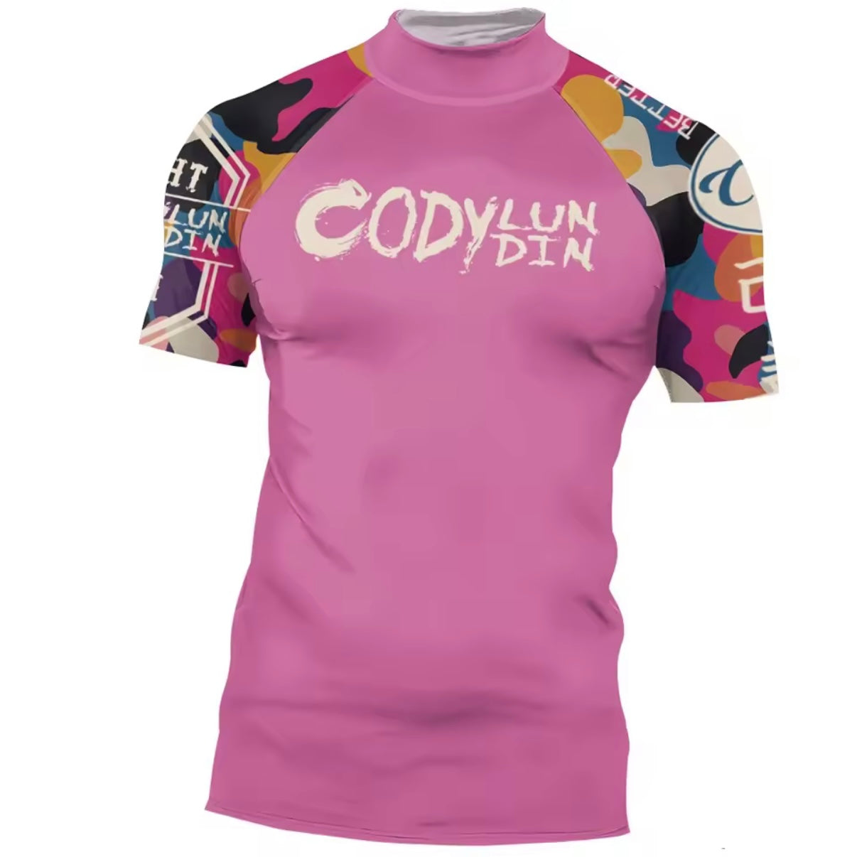 Pink Spash Premium BJJ / MMA High Neck Rash Guard - LONG & SHORT SLEEVE VARIATIONS