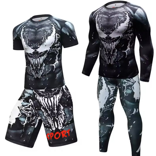 Venom Premium BJJ No Gi / MMA Set. Rash Guard, Shorts & Spats