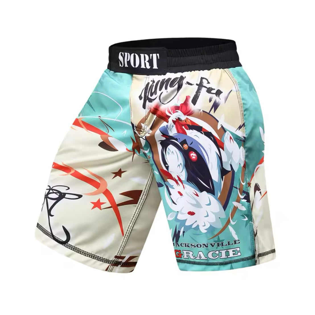 Kung Fu Chicken Premium BJJ No Gi / MMA Set. Rash Guard, Shorts & Spats