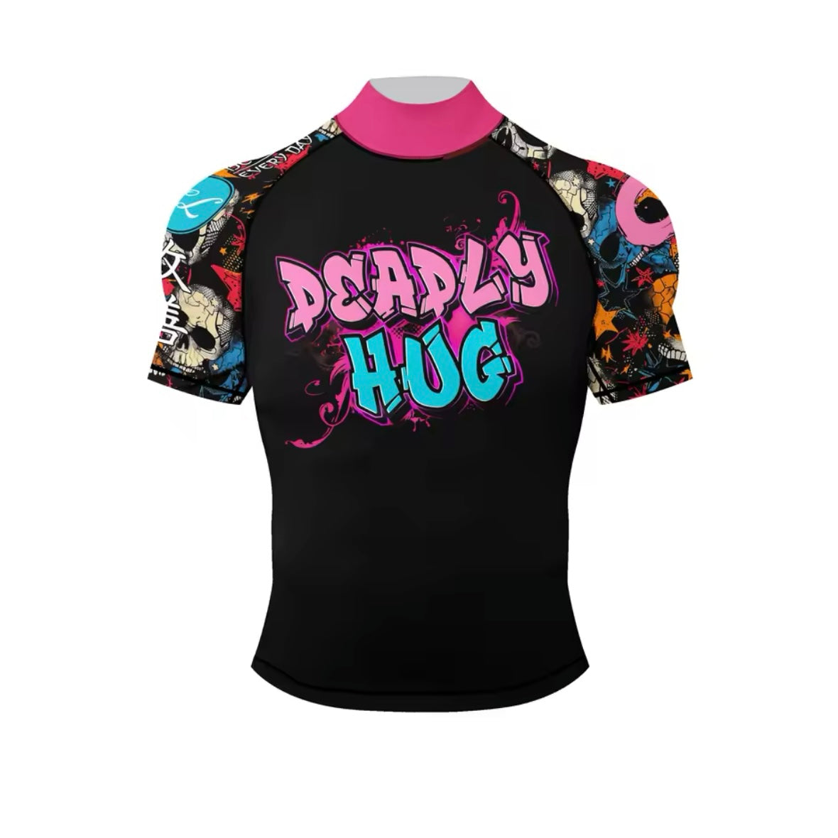 Deadly Hug Premium High Neck BJJ No Gi / MMA Set. Rash Guard, Shorts & Spats