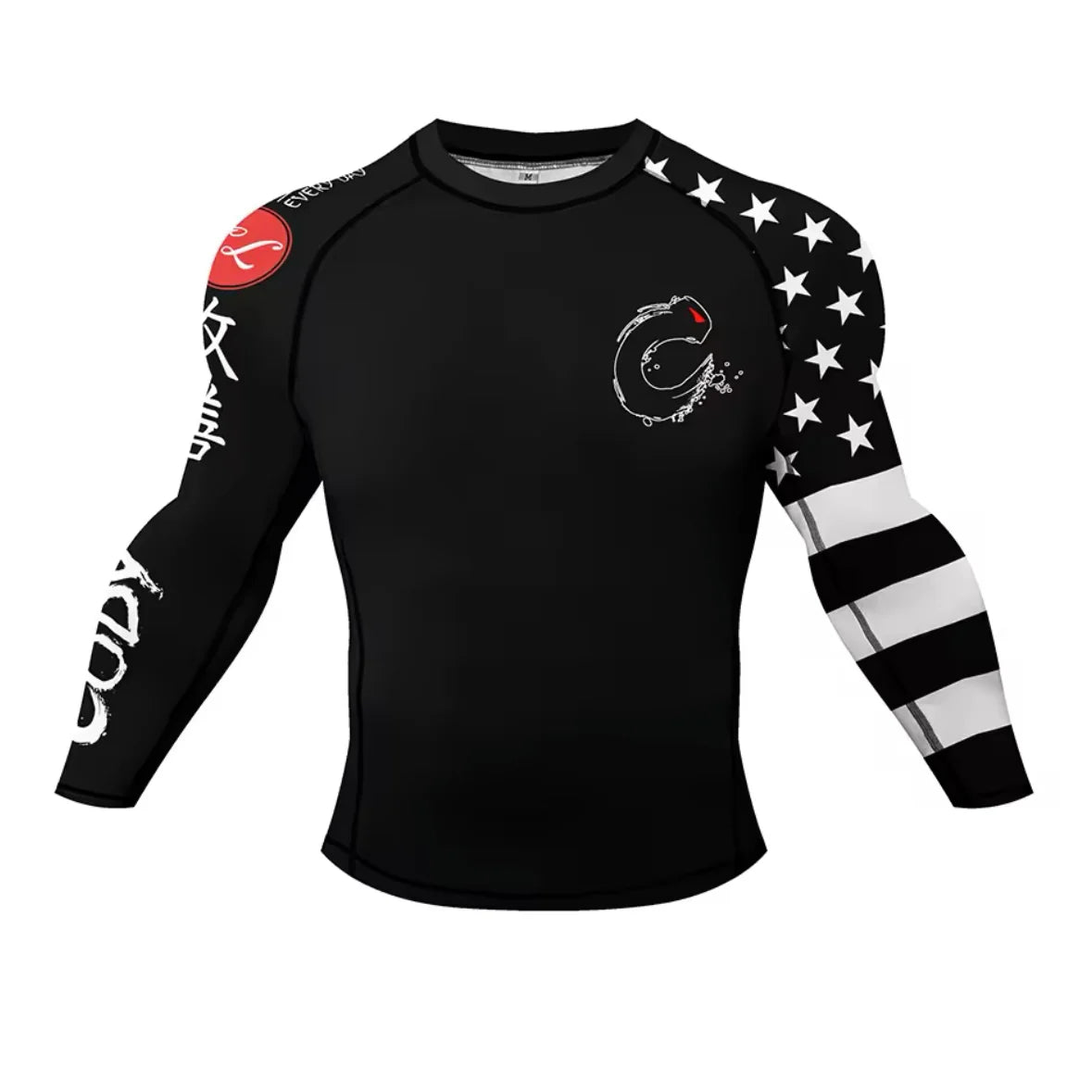 Black USA Premium BJJ / MMA Rash Guard - LONG & SHORT SLEEVE VARIATIONS