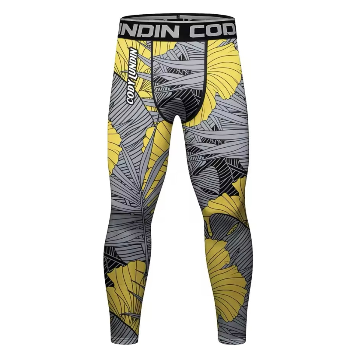 Grey & Yellow Flower Premium BJJ No Gi / MMA Set. Rash Guard, Shorts & Spats