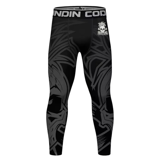 Black Skull Premium Compression Spats for BJJ, MMA, Wrestling, CrossFit, Yoga, Running, Cycling, and More