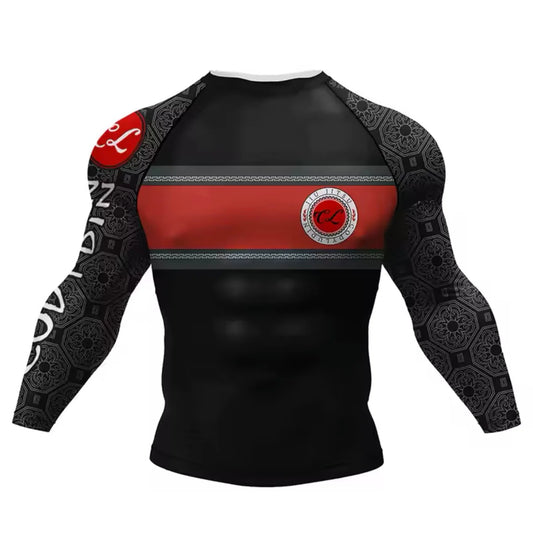 Black & Red Premium BJJ / MMA Rash Guard - LONG & SHORT SLEEVE VARIATIONS