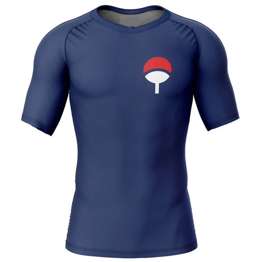 Naruto Blue Uchiha Clan Premium Short Sleeve Rash Guard