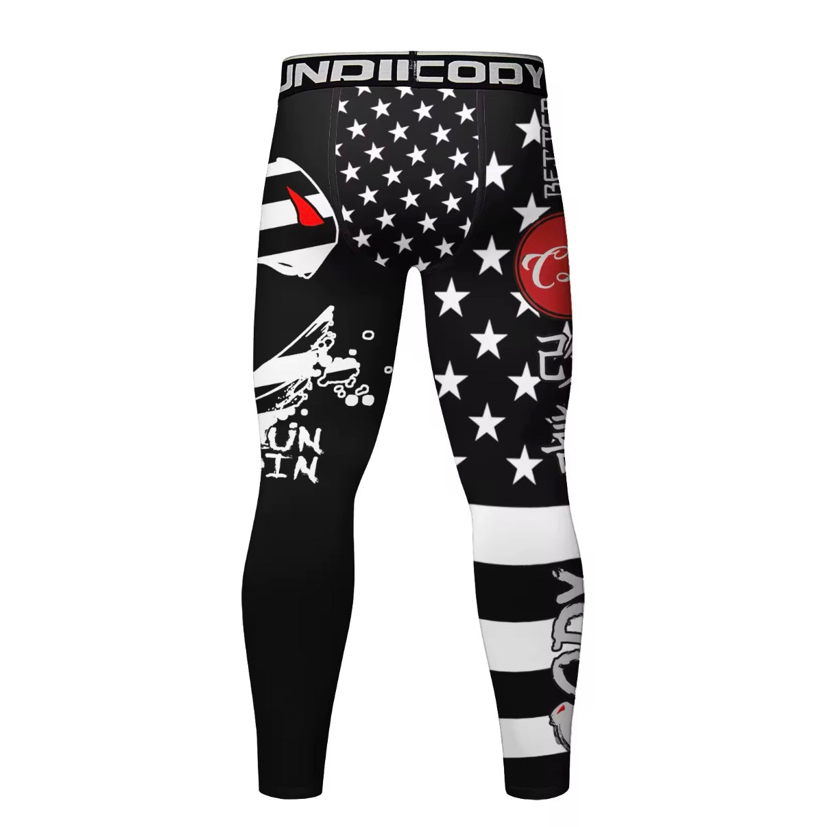 Black USA Premium Compression Spats For BJJ, MMA, Wrestling, CrossFit, Yoga, Running, Cycling, and More