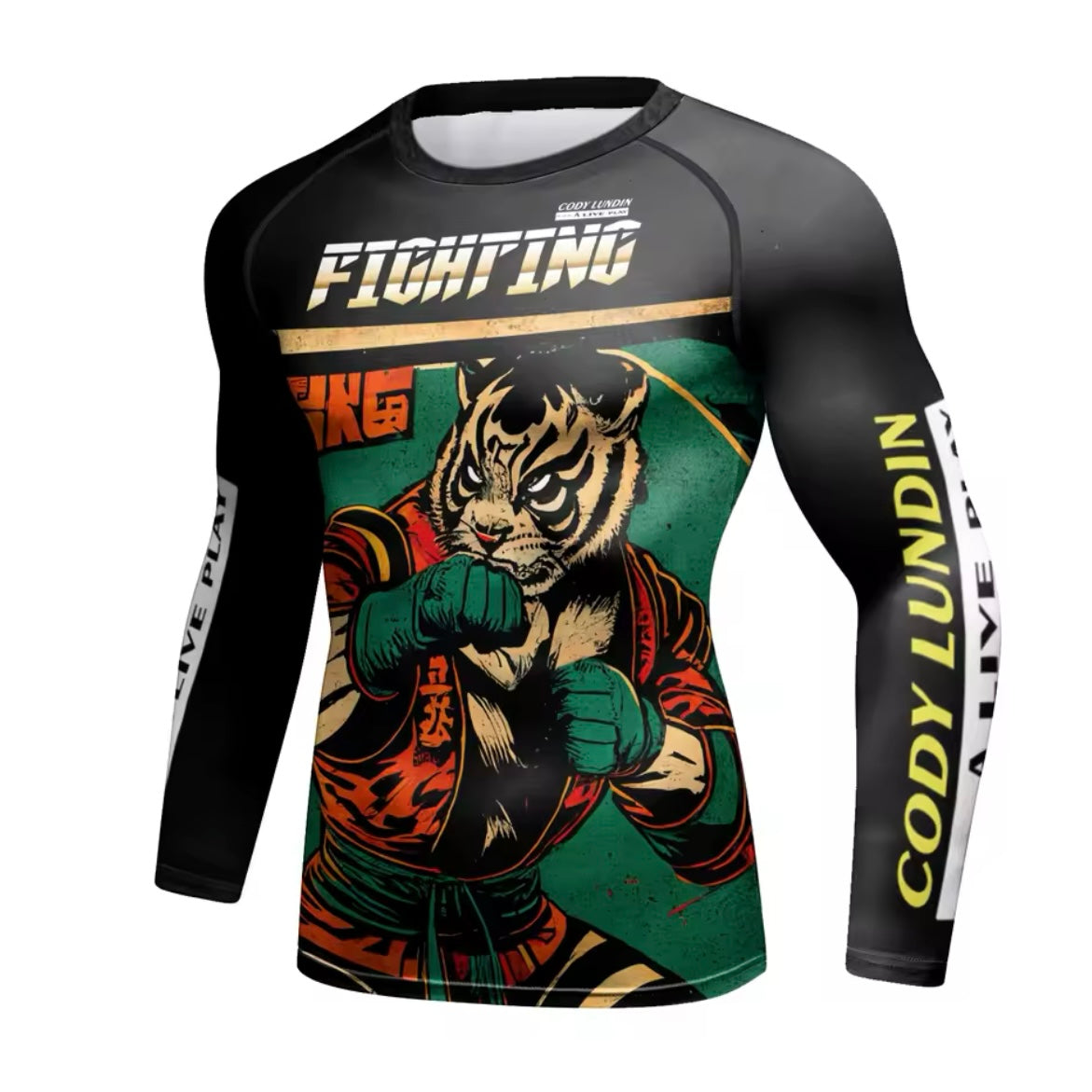 Fight Rash Guard Fighting Tiger Premium BJJ / MMA Rash Guard - LONG & SHORT SLEEVE VARI ...