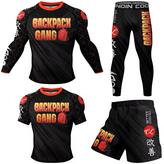 Backpack Gang Premium BJJ No Gi / MMA Set. Rash Guard, Shorts & Spats