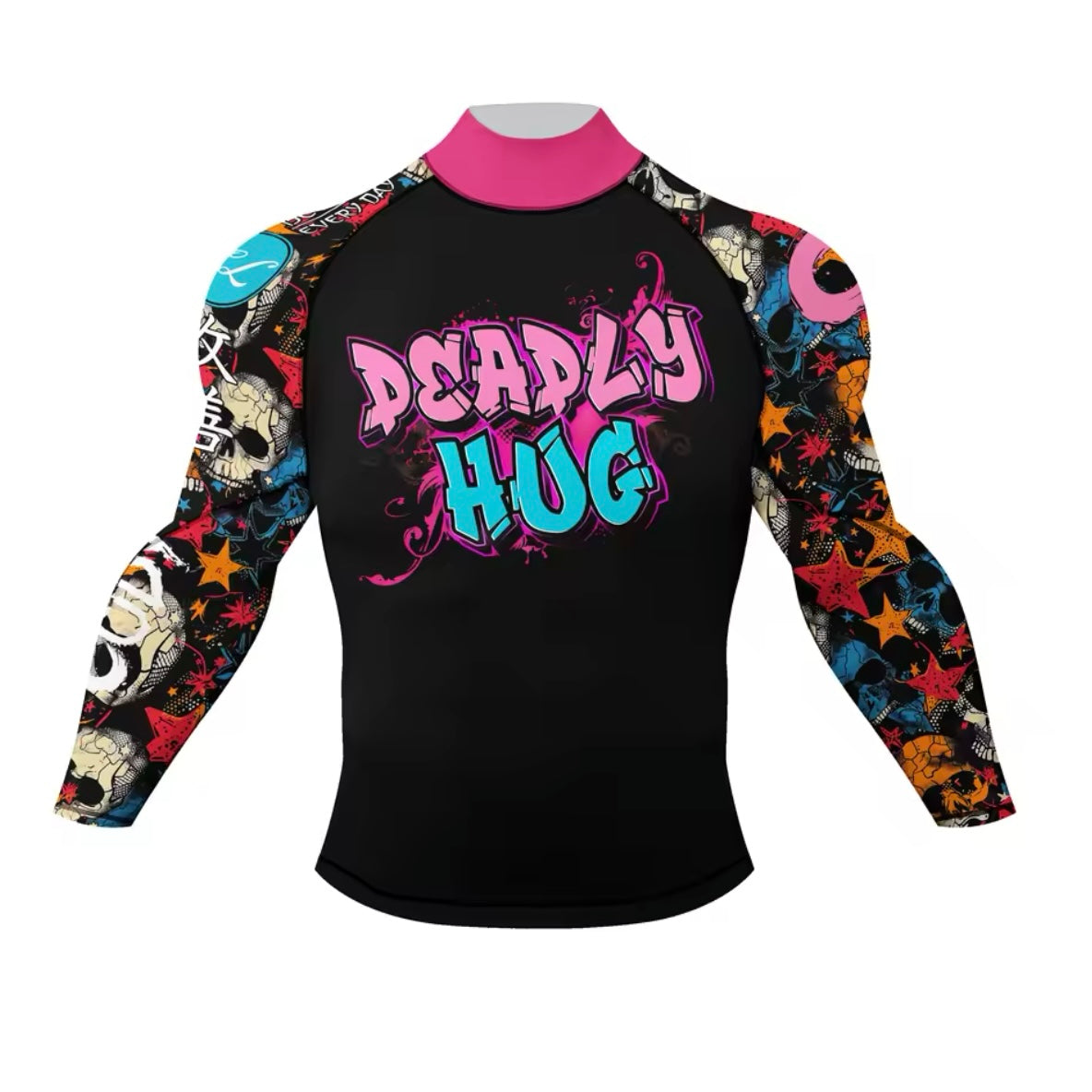 Deadly Hug Premium High Neck BJJ No Gi / MMA Set. Rash Guard, Shorts & Spats