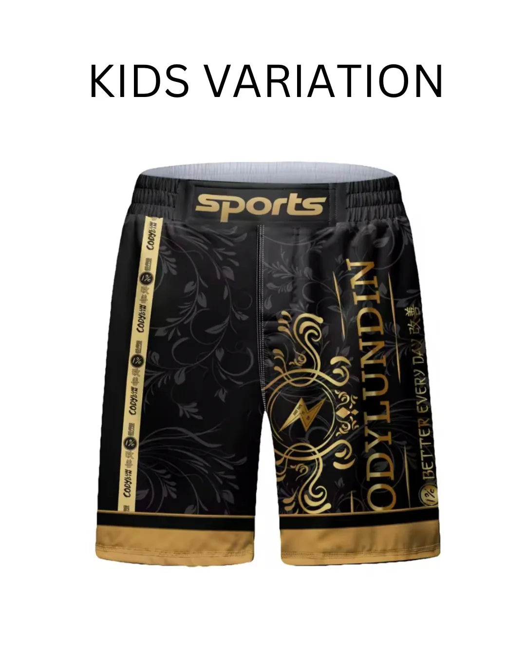 Black & Gold Premium BJJ No Gi / MMA Grappling Shorts
