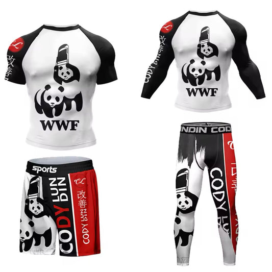WWF Premium BJJ No Gi / MMA Set. Rash Guard, Shorts & Spats